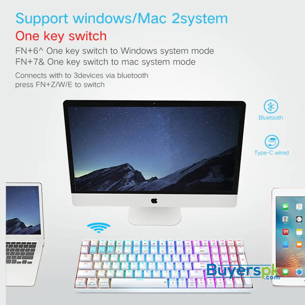 Sk96s White (abs Keycaps) Switches: Brown - gaming keyboard Price in Pakistan Sk96s White (abs Keycaps) Switches: Brown - gaming keyboard Price in Pakistan